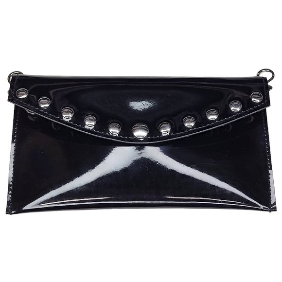 Studded Vinyl Mini Purse with Removable Chain Shoulder Strap - Picture 2 of 9